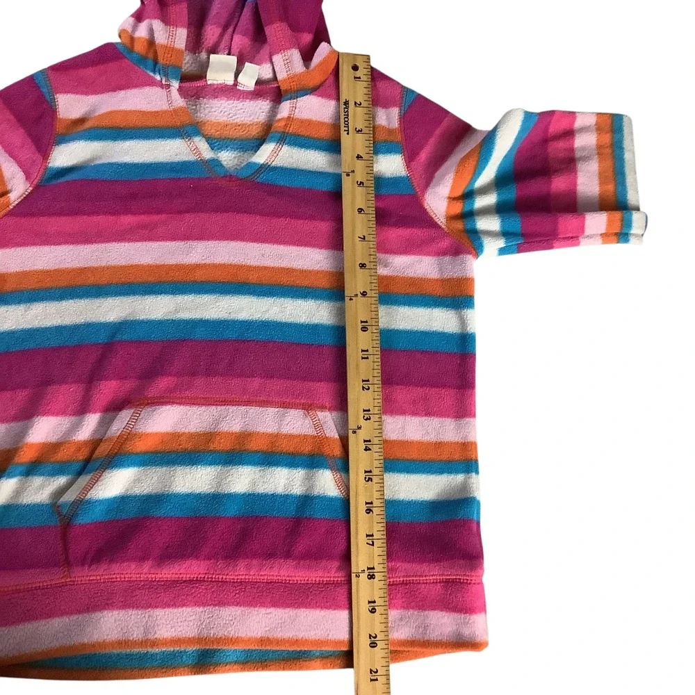 The Children's Place Fleece Hoodie Girls L 10/12 Pink Striped Y2K Preppy Core